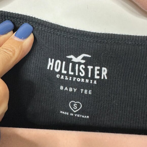 2/$24 Hollister Baby Tee Long Sleeve Cinched Crop Top Black Small #A0373 TRB2 - Picture 5 of 7
